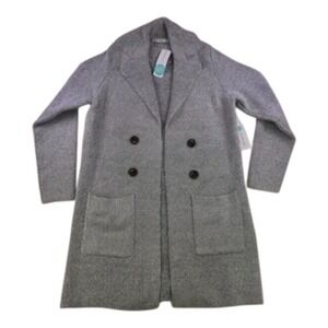 Pink Clover Gray Double Breasted Wool Blend Cardigan Coat Style XSP NWT